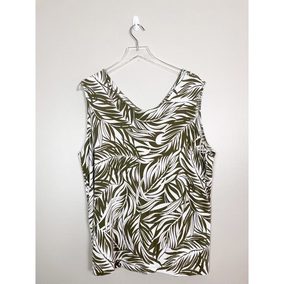 NWT Chicos Travelers Set Green Leaf Print White Printed Set Size 2X XXL 4 - Picture 5 of 12